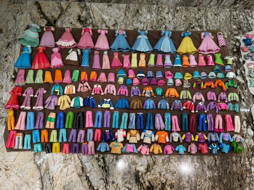 350 + Pc Vintage Polly Pocket Lot Clothing Hats Purses Shoes Accessories 2000's